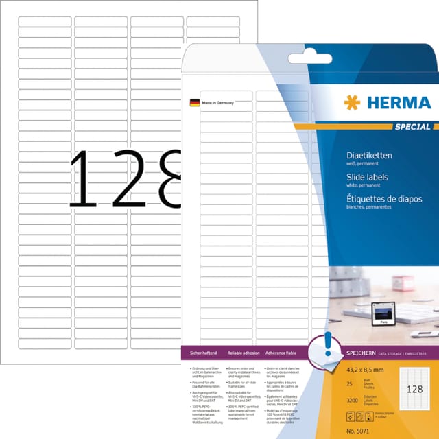Herma Slide labels white 43,2x8,5 SuperPrint 3200 pcs.