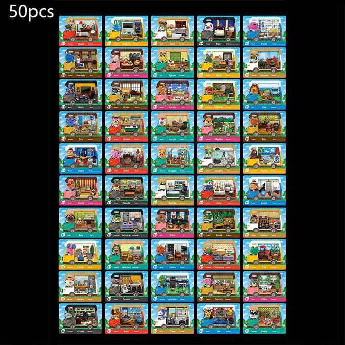 50 PIÈCES Cartes de Jeu Mini RV Animal Crossing Étanches Résistantes à l'Usure Pour NS Switch blue
