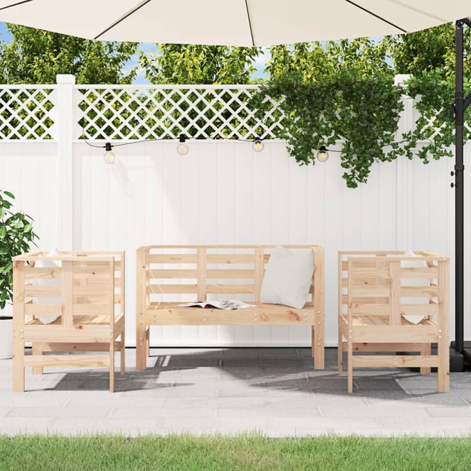 vidaXL - 3-delige - Loungeset - massief - grenenhout