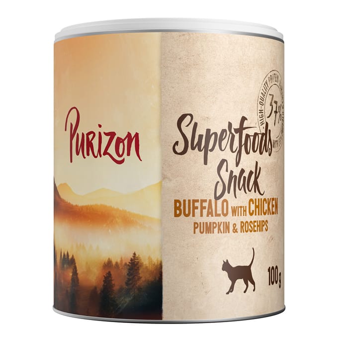 3x100g Purizon Superfood buffel met kip, pompoen & Rozenbottel kattensnack