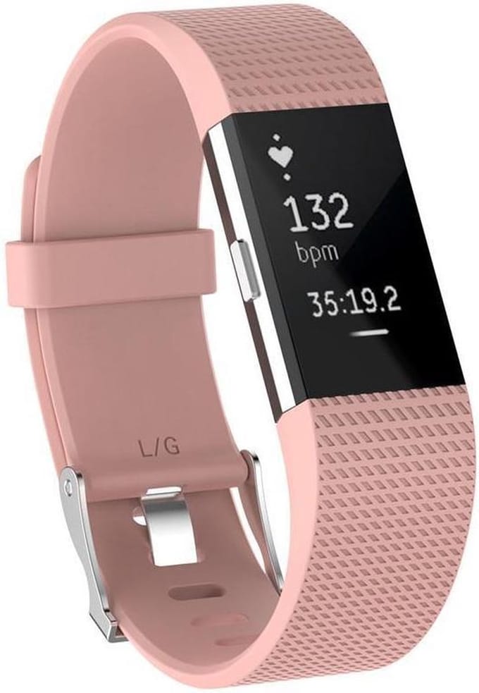 KELERINO. Siliconen polsbandje voor Fitbit Charge 2 Licht Roze - Large