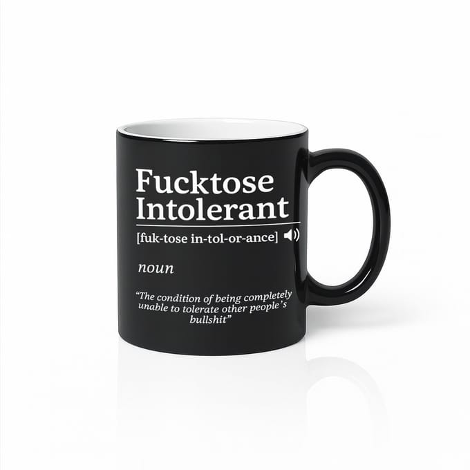 Black Magic Mug 330ml – “Fucktose Intolerant” Grappige Sarcastische Definitie Koffiebeker