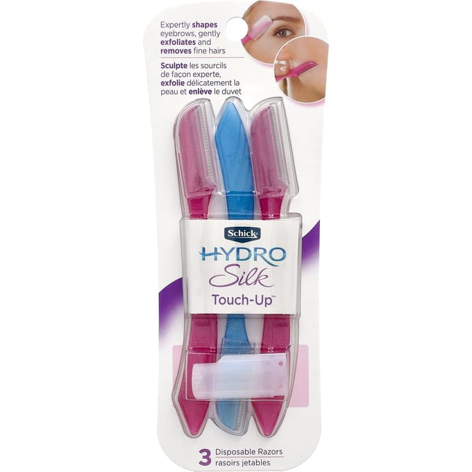 Schick Hydro Silk Touch Up, diverse kleuren, 3 wegwerpscheermesjes white