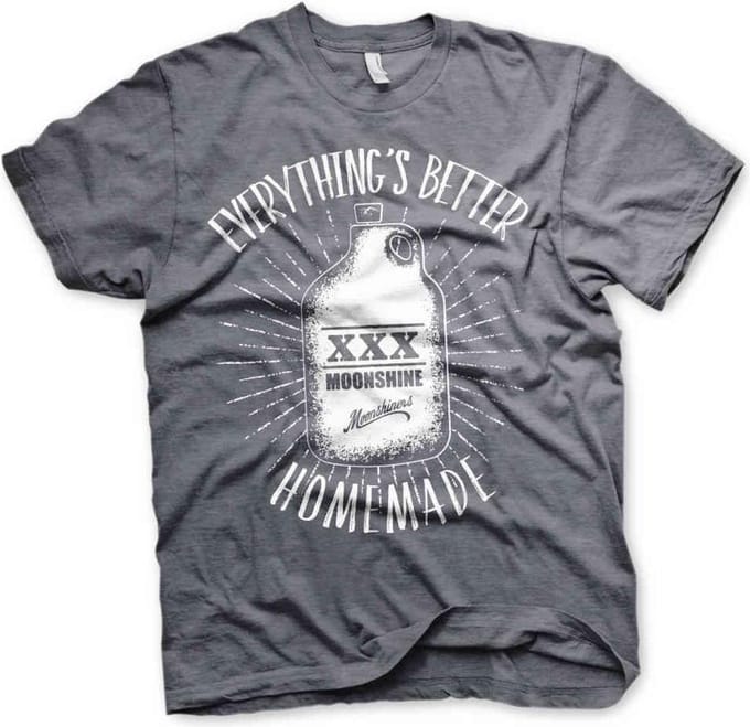 Moonshiners Heren Tshirt -S- Everything's Better Homemade Grijs
