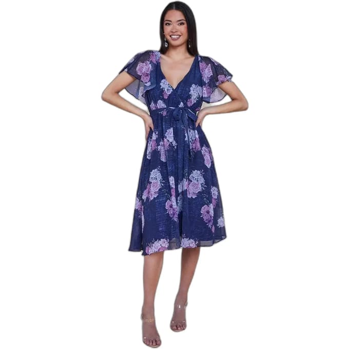 Damesjurk Goddiva Printed Lurex A-Line