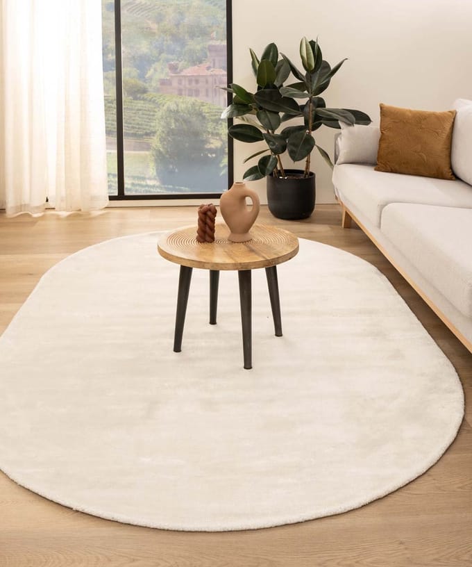 Viscose vloerkleed ovaal - Pearl wit 200x300