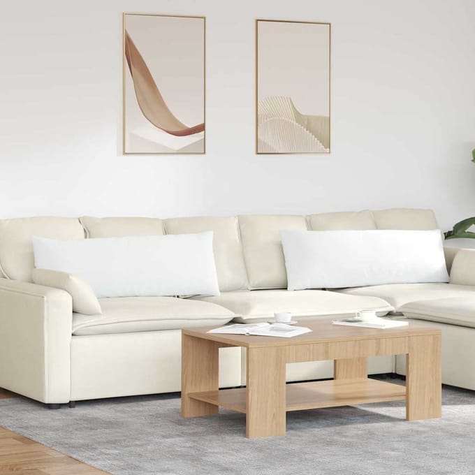 vidaXL - Zitkussens - 2 - st - Stof - Wit - 120 - x - 40 - cm