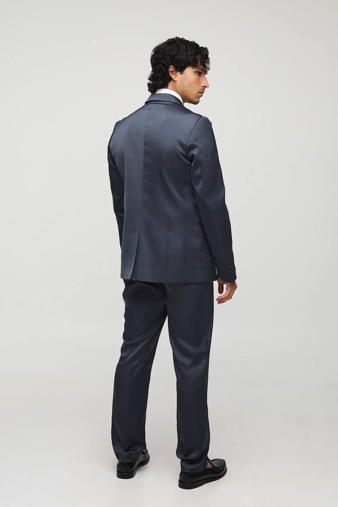 Slim Fit Satin Trouser | Charcoal | Size 40