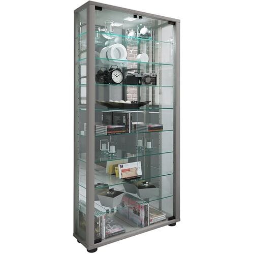 Houten vitrinekast Verzamelvitrine Staande vitrinekast Lumo Maxi spiegel