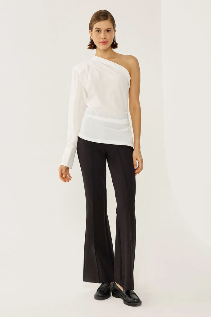 Eénarmige Drapé Blouse