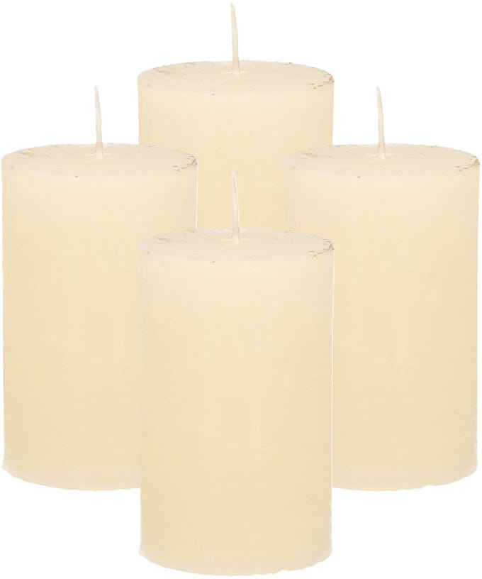 Atmosphera Stompkaars - 4x - ivoor wit - 5 x 8 cm - klein rustiek model - cilinderkaars - kaars