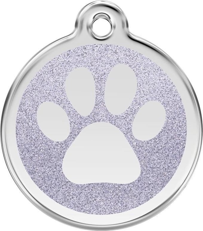Red Dingo Hondenpenning 20 mm pootje glitter zilverkleurig