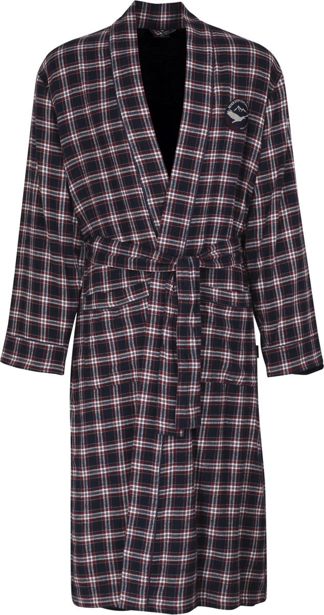 TOM TAILOR heren ochtendjas - donkerblauw geruit
