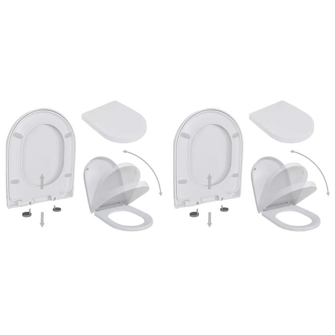 Vidaxl Sièges de Toilette à Charnière à Freinage Lent, 2 Pièces, Plastique, Blanc