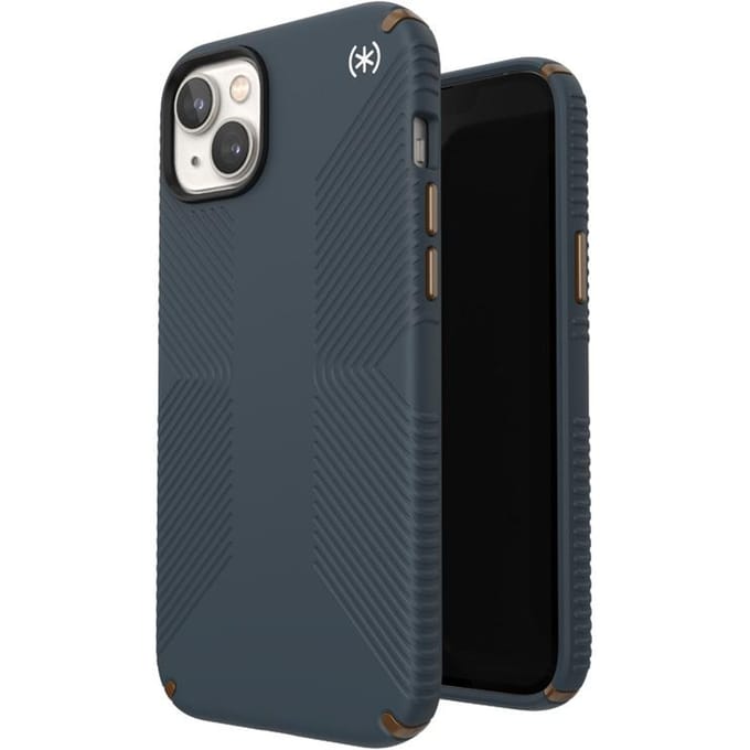 Speck Presidio2 Grip - Antislip Hoesje iPhone 15 Plus / 14 Plus (Houtskool / Koel Brons / Leisteen)