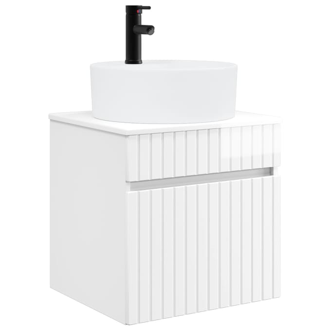 vidaXL - Wandgemonteerde - wastafelmeubel - Hoogglans - Wit - 49 - x - 44,5 - x - 65 - cm