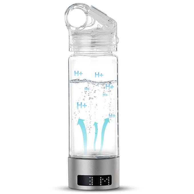 400ml Waterstof Waterfles Generator Type-C Oplaadbaar SPE Technologie LED Display Draagbaar zilver
