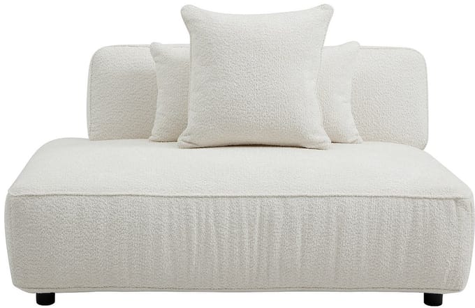 Vente-unique Chaise longue links in gebroken wit boucléstof LELACO