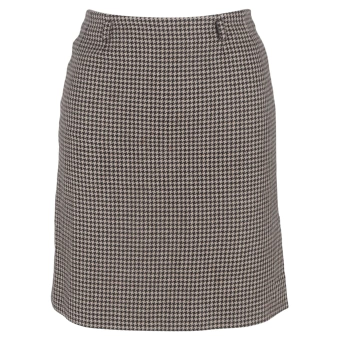 Max Mara minirok met pied-de-pouleprint in beige wol