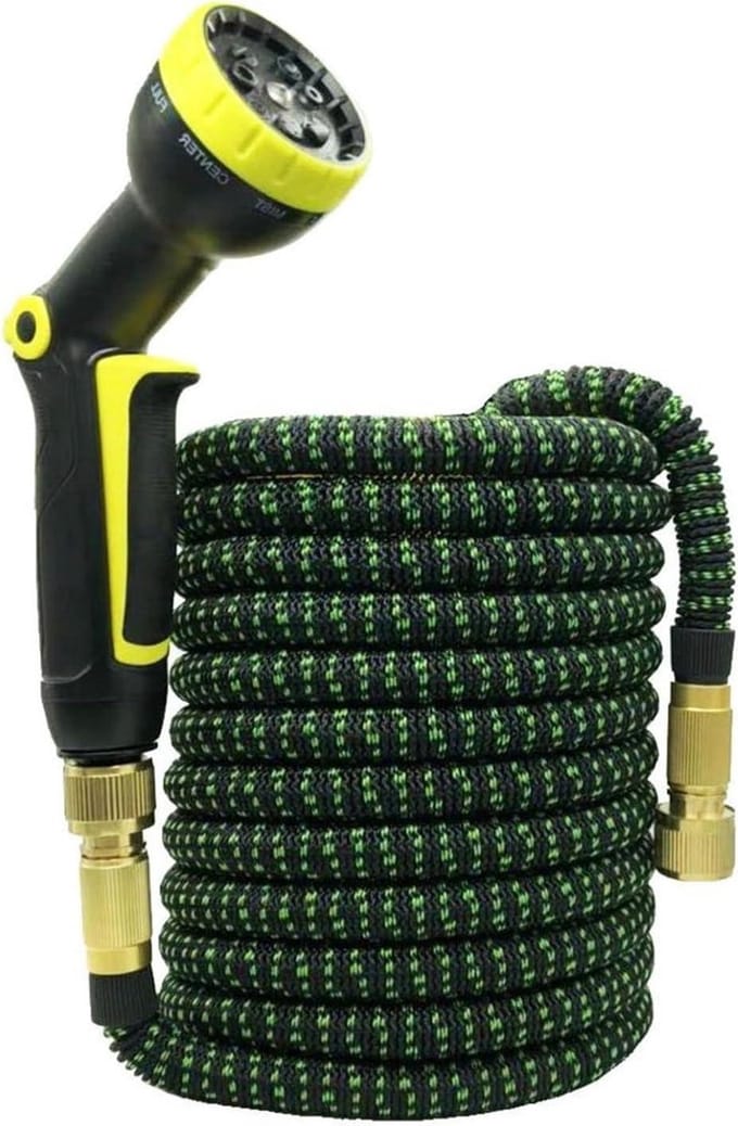 Tuinslang Set - Flexibele Waterslang - Tuin Besproeien - 3x Uitzettend - 30 Meter - Zwart Groen