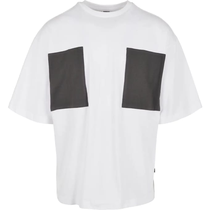 Urban Classics - Big Double Pocket Heren T-shirt - S - Wit/Grijs