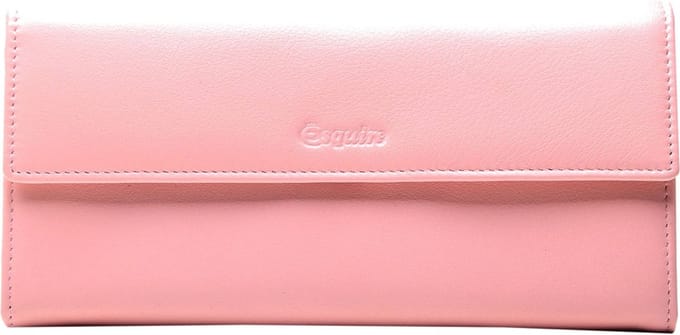 Esquire Leren Portemonnee Viktoria Ladies Long Wallet Apricot Blush Roze