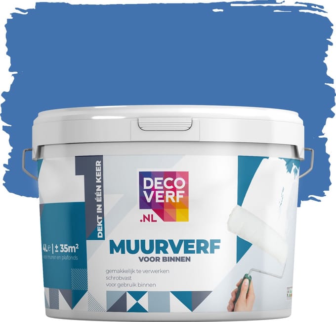 Decoverf muurverf mat warmblauw, 4L