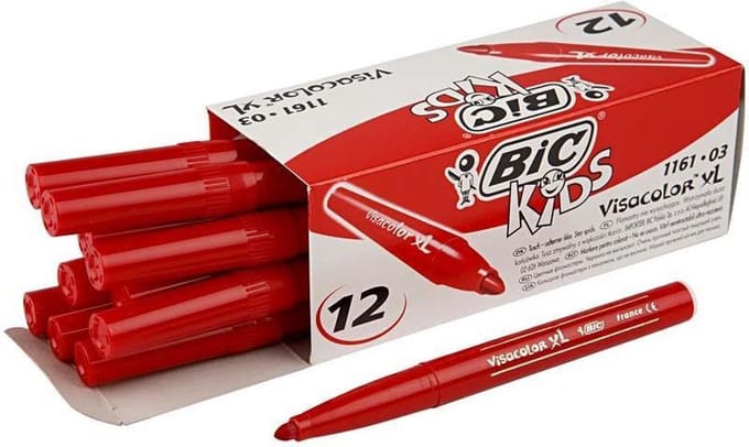 BIC Visa Color Kleurstiften, lijndikte 3 mm, rood, 12 stuk/ 1 doos