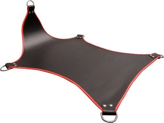 Mister b basic sling zwart met rode bies - Echt Leder - BDSM Sling - Bondage