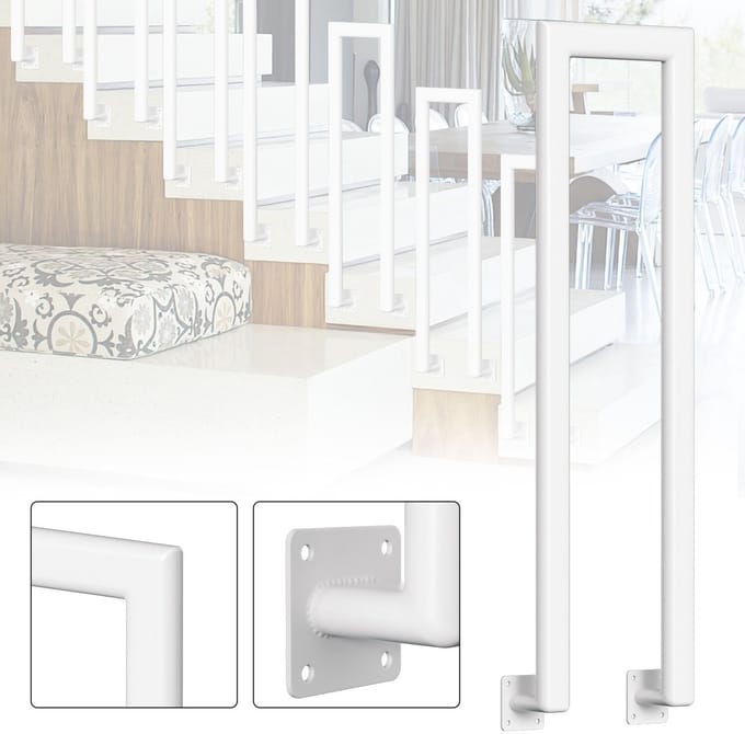 Zijdelingse montage Elliptische Buis Leuning 100cm Ijzer Leuning Buiten & Binnen Trap Leuning Trap Balkon Balustrade Wit