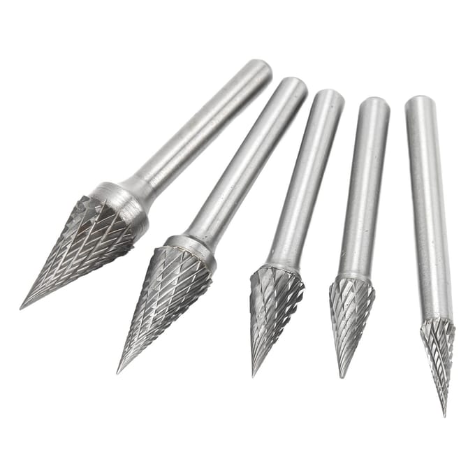 5 Pièces Fraises Rotatives Carbure Double Coupe avec Queue de 6mm 0.24in pour Gravure Polissage Perçage