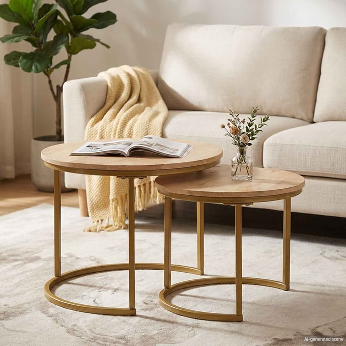 vidaXL - Nesting - Koffietafels - 2 - st - Bruin - 50 - x - 50 - x - 40 - cm