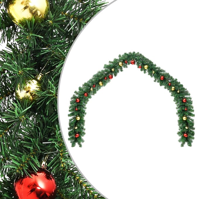 vidaXL - Kerstslinger - versierd - met - kerstballen - 10 - m