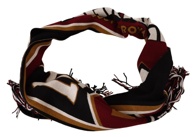 Dolce & Gabbana Men's Multicolor Wol Gebreide DG King Shawl Wrap Sjaal