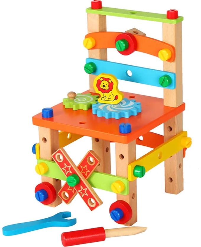 Bextunio Houten Schroefstoel – Constructie Speelgoed voor Kinderen 3+