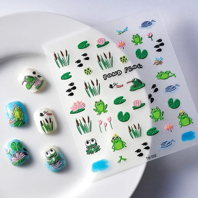 Frezarkowo - 3D Nagelstickers - Zelfklevend - Opvallende Ontwerpen - Kersteditie - 1 Stuk