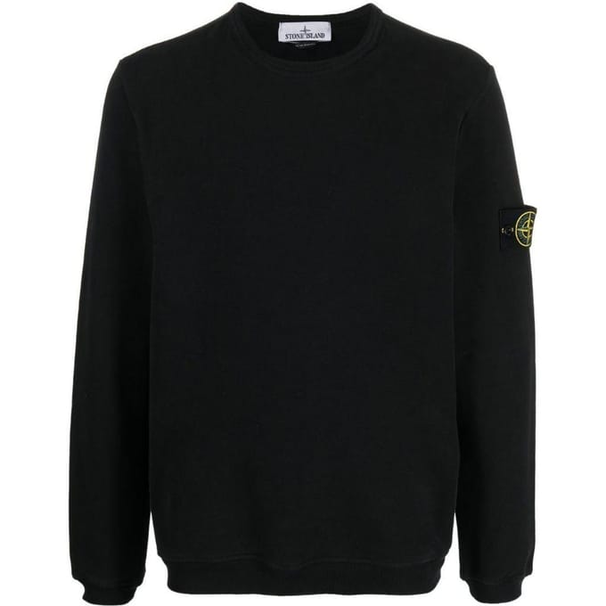 Sweatshirt à col rond et patch logo uni Stone Island Homme sweatshirt Noir 771561351-V0029 L black