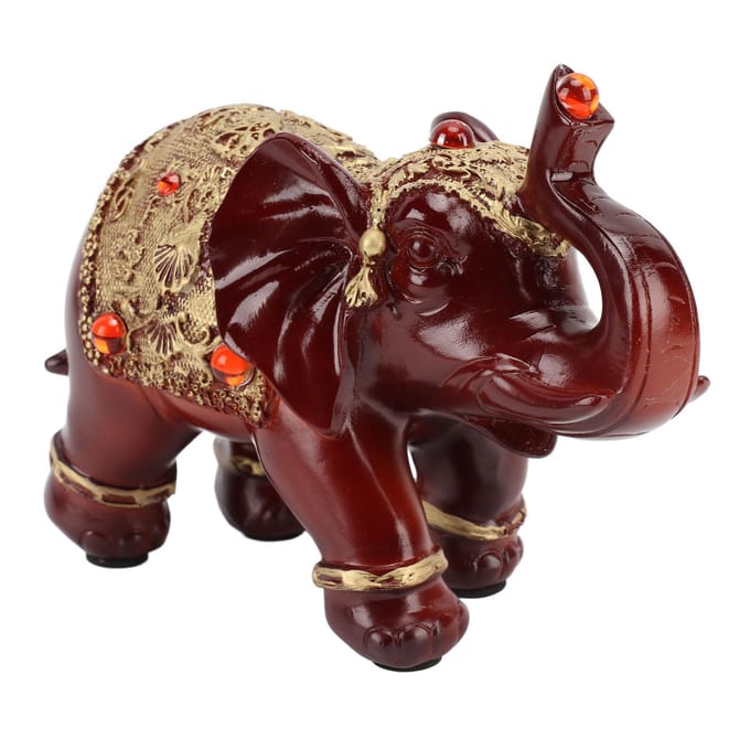 Olifantenbeeld Duurzame Hars Schattig Elegant Trek Rijkdom aan Ronde Hoek Olifant Decor voor Thuis black