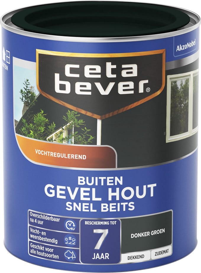 Cetabever - Snelbeits Gevel Hout Dekkend - Donkergroen - 750 Ml
