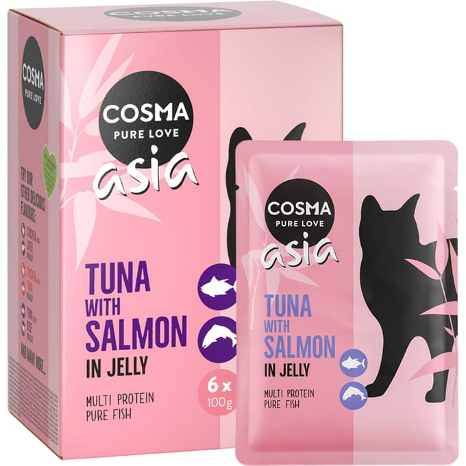 6x100g Tonijn met Zalm Thai/Asia Cosma Kattenvoer