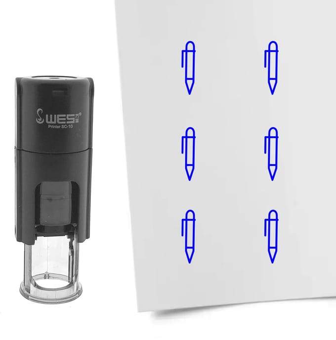 CombiCraft Stempel pen 10mm rond blauwe inkt - per 1 stuk