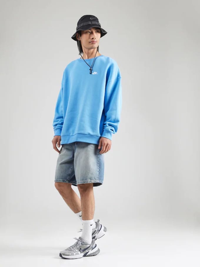 Nike Sportswear Club Fleece Crew - Sweater - Maat XXL - Dutch Blue/White / Blauw - Club Fleece - Lifestyle - Heren Trui voor Mannen