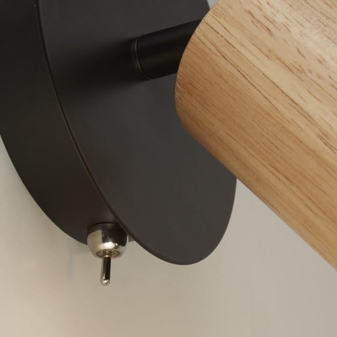 Searchlight SPINNY Spot Wandlamp Hout Zwart