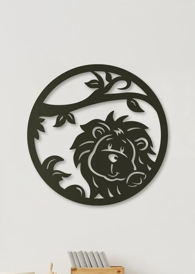 Wanddecoratie Kinderen | Leeuwtje rond - M (40x40cm)