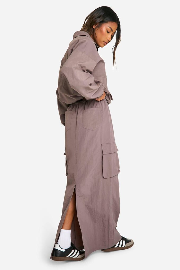 boohoo Dames Cargo Maxi Rok | Mokka | Maat: 36
