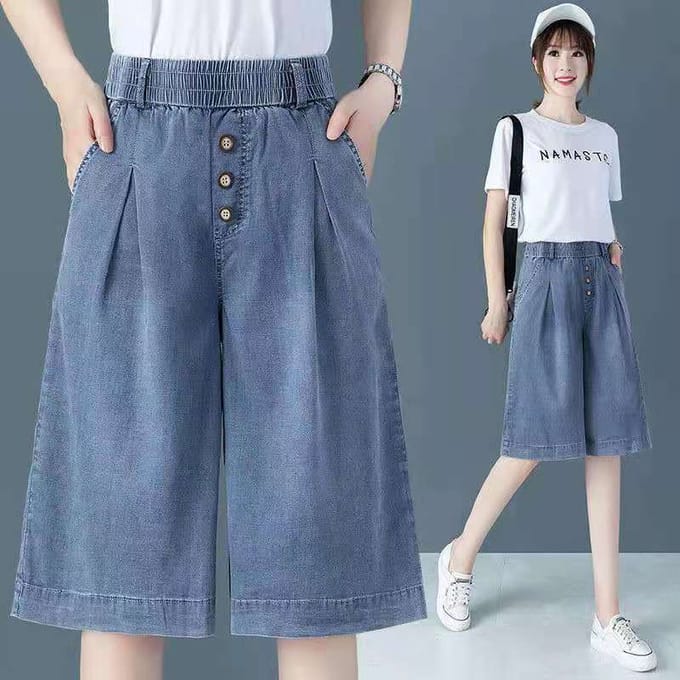 Grote Maat Elastische Taille Geborduurde Cropped Jeans Dames Hoge Taille Stretch Harembroek M gray