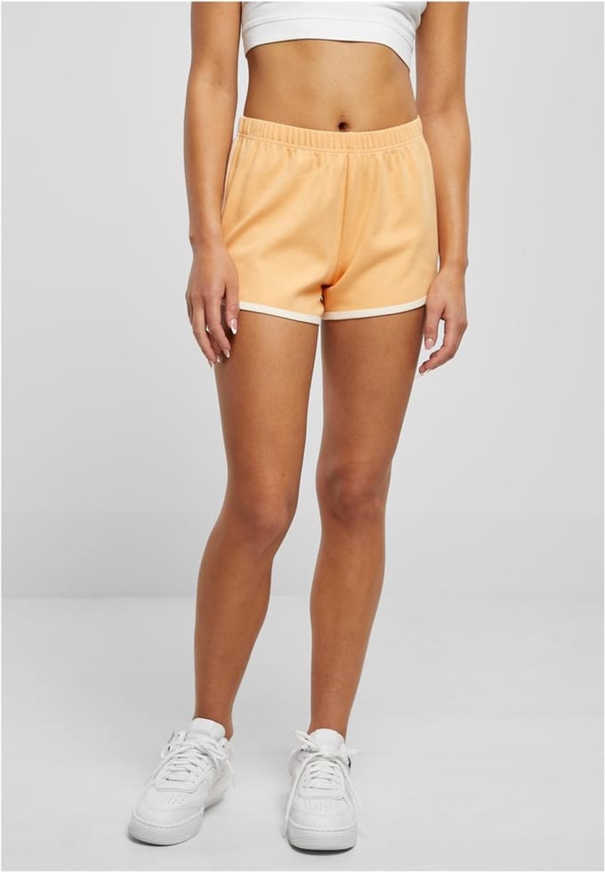 Urban Classics - Organic Interlock Retro Korte broek - 3XL - Oranje/Wit