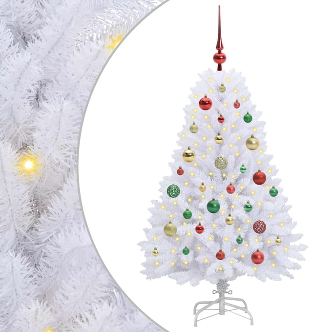vidaXL - Kunstmatige - Hinged - Kerstboom - Wit - 120 - cm - PVC - en - Staal