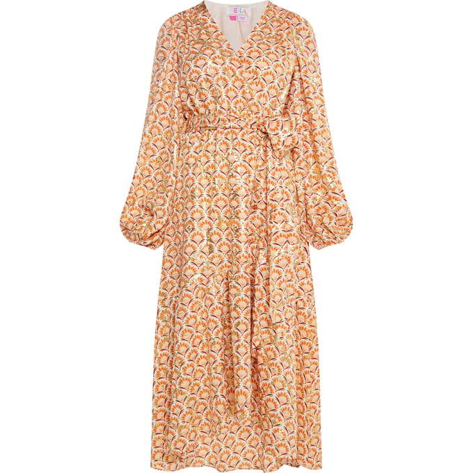 IZIA Maxi-jurk met print Dames Wol Wit Veelkleurig