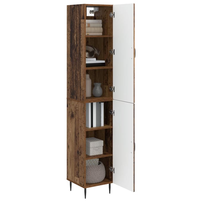 vidaXL - Kast - Set - 2 - st - Oud - hout - Bewerkt - hout